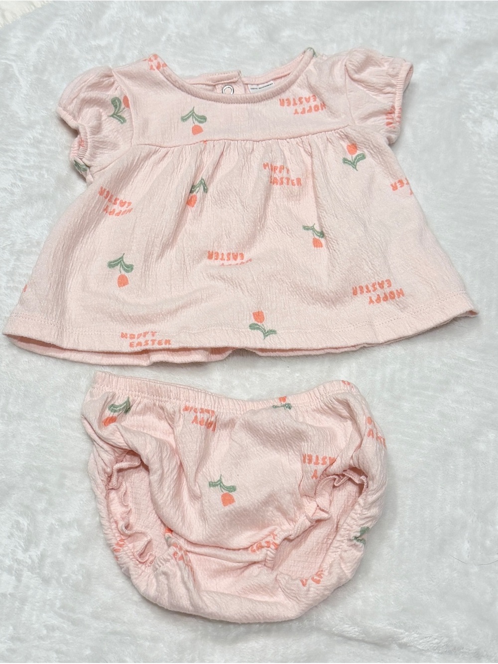 Carter's Pale Pink Floral Print Top & Diaper Cover Set